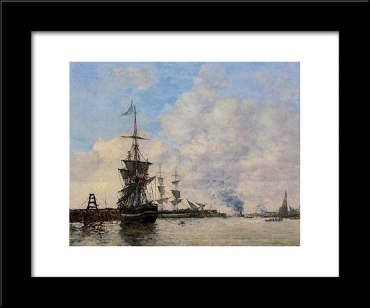 Le Havre. Avent Port. 20x24 Black Modern Wood Framed Art Print Poster by Boudin, Eugene