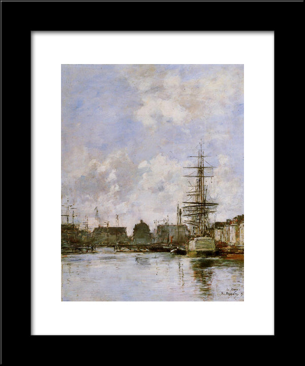 Le Havre. Barre Basin. 20x24 Black Modern Wood Framed Art Print Poster by Boudin, Eugene