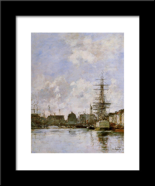 Le Havre. Barre Basin. 20x24 Black Modern Wood Framed Art Print Poster by Boudin, Eugene