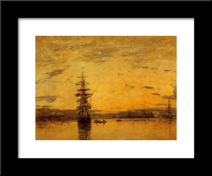 Le Havre. Basin Of Eure. 20x24 Black Modern Wood Framed Art Print Poster by Boudin, Eugene