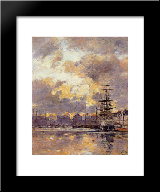 Le Havre. Commerce Basin. 20x24 Black Modern Wood Framed Art Print Poster by Boudin, Eugene
