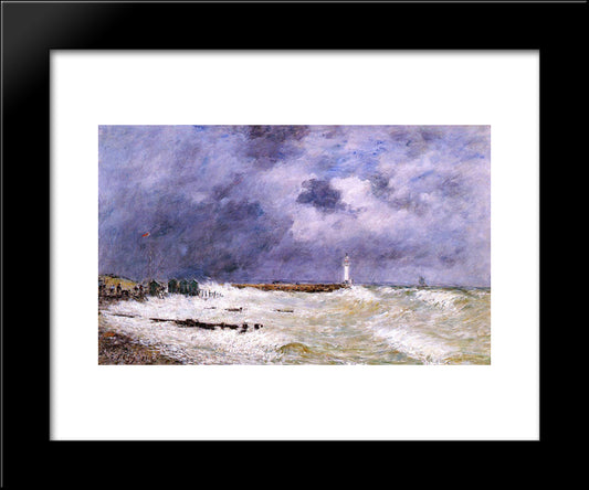 Le Havre. Heavy Winds Off Of Frascati. 20x24 Black Modern Wood Framed Art Print Poster by Boudin, Eugene