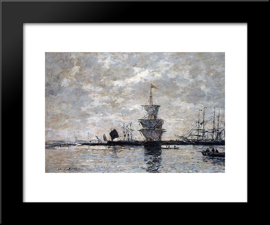 Le Havre Sun 20x24 Black Modern Wood Framed Art Print Poster by Boudin, Eugene