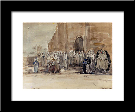 Leaving Mass At Plougastel 20x24 Black Modern Wood Framed Art Print Poster by Boudin, Eugene