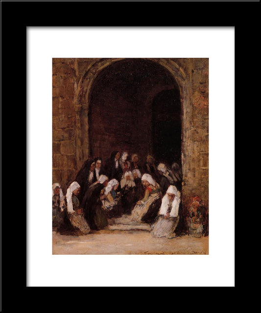 Leaving Mass In Brittany 20x24 Black Modern Wood Framed Art Print Poster by Boudin, Eugene
