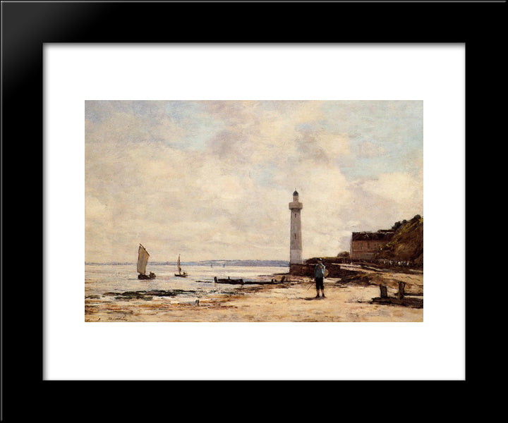 Lighthouse At Honfleur 20x24 Black Modern Wood Framed Art Print Poster by Boudin, Eugene