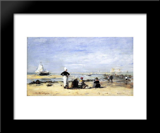 Low Tide At Trouville 20x24 Black Modern Wood Framed Art Print Poster by Boudin, Eugene