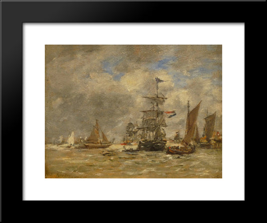 Marina 20x24 Black Modern Wood Framed Art Print Poster by Boudin, Eugene