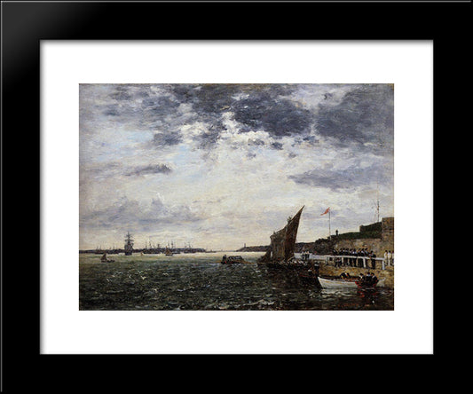 Marines Landing In Brest Harbor 20x24 Black Modern Wood Framed Art Print Poster by Boudin, Eugene