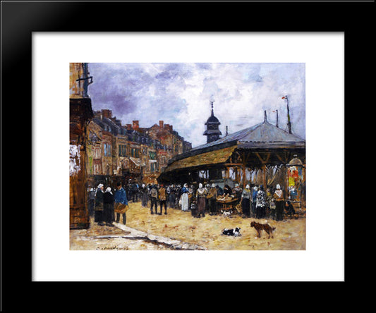 Market Day At Trouville, Normandy 20x24 Black Modern Wood Framed Art Print Poster by Boudin, Eugene
