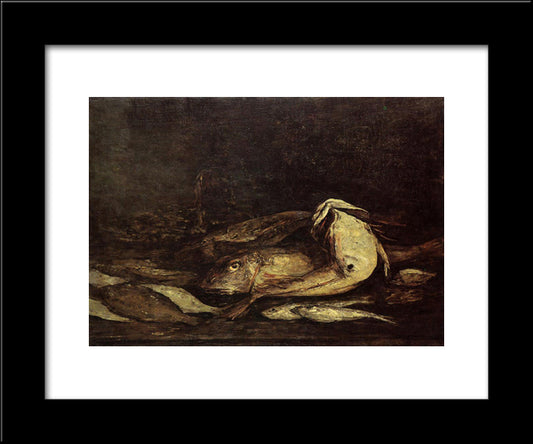 Mullet And Fish 20x24 Black Modern Wood Framed Art Print Poster by Boudin, Eugene