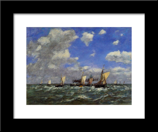 Open Sea 20x24 Black Modern Wood Framed Art Print Poster by Boudin, Eugene