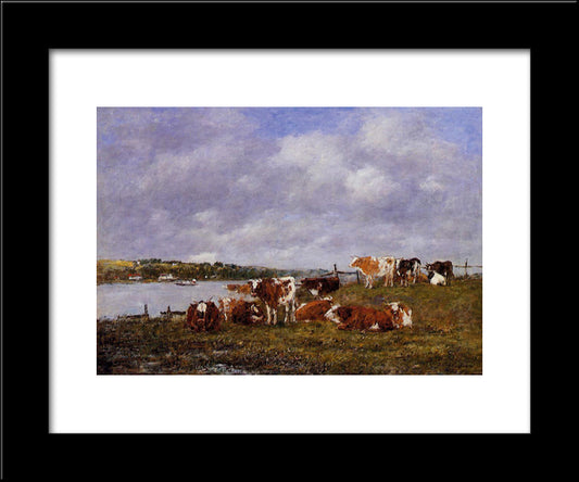 Pasturage, The Valley Of The Touques 20x24 Black Modern Wood Framed Art Print Poster by Boudin, Eugene