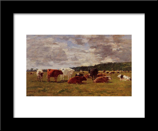 Pasture At Deauville 20x24 Black Modern Wood Framed Art Print Poster by Boudin, Eugene