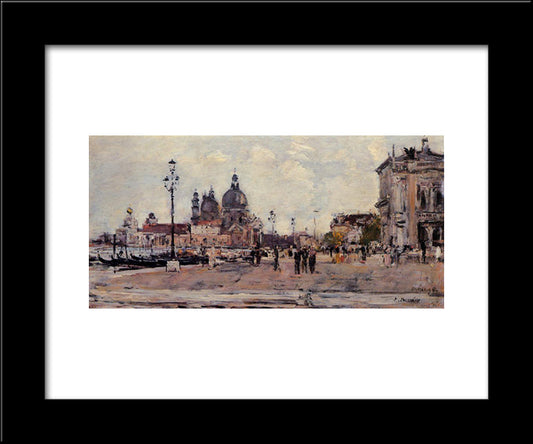 Pier In Venice 20x24 Black Modern Wood Framed Art Print Poster by Boudin, Eugene
