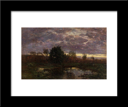 Pond At Sunset 20x24 Black Modern Wood Framed Art Print Poster by Boudin, Eugene