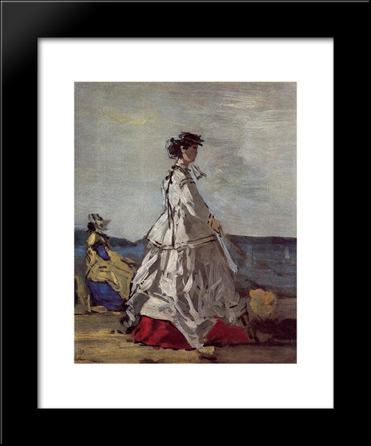 Princess Pauline Metternich On The Beach 20x24 Black Modern Wood Framed Art Print Poster by Boudin, Eugene