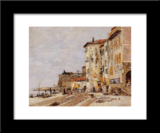 Quay At Villefranche 20x24 Black Modern Wood Framed Art Print Poster by Boudin, Eugene
