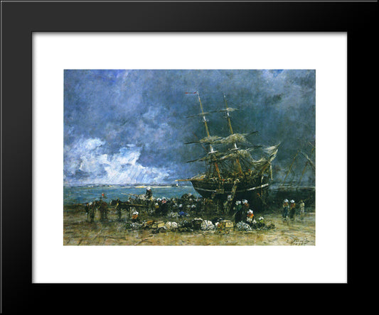 Return Of The Terre Neuvier 20x24 Black Modern Wood Framed Art Print Poster by Boudin, Eugene