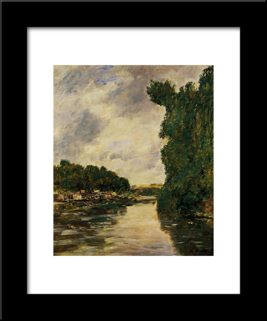 River Near Abbeville 20x24 Black Modern Wood Framed Art Print Poster by Boudin, Eugene