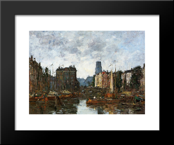 Rotterdam, The Pont De La Bourse 20x24 Black Modern Wood Framed Art Print Poster by Boudin, Eugene