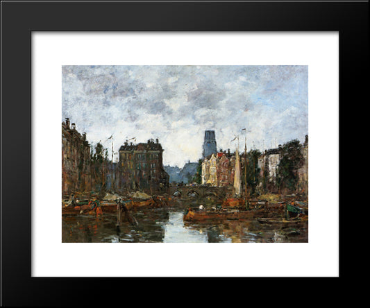 Rotterdam, The Pont De La Bourse 20x24 Black Modern Wood Framed Art Print Poster by Boudin, Eugene