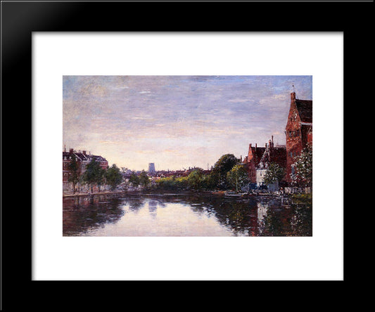Rotterdam. A Corner Of The Basin 20x24 Black Modern Wood Framed Art Print Poster by Boudin, Eugene