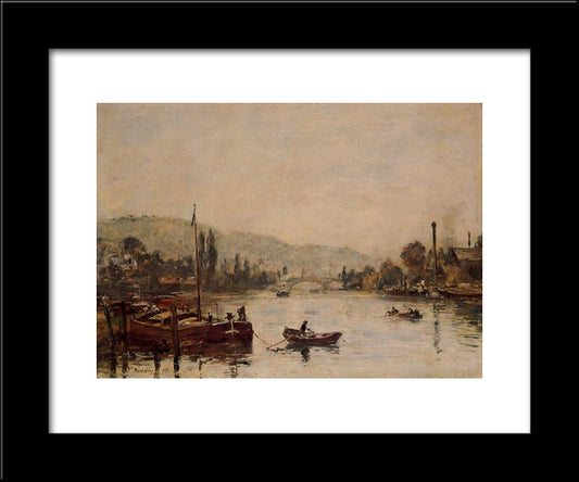 Rouen, The Santa-Catherine Coast, Morning Mist 20x24 Black Modern Wood Framed Art Print Poster by Boudin, Eugene