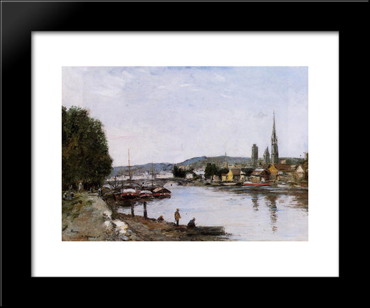 Rouen, View From The Queen'S Way 20x24 Black Modern Wood Framed Art Print Poster by Boudin, Eugene