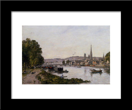 Rouen, View Over The River Seine 20x24 Black Modern Wood Framed Art Print Poster by Boudin, Eugene