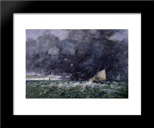 Rough Seas 20x24 Black Modern Wood Framed Art Print Poster by Boudin, Eugene