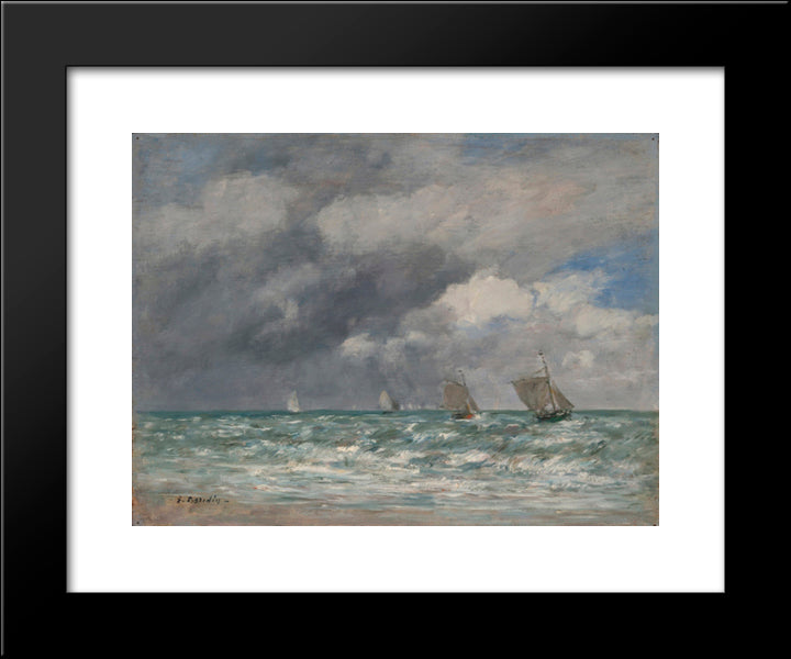 Sailboats At Trouville 20x24 Black Modern Wood Framed Art Print Poster by Boudin, Eugene