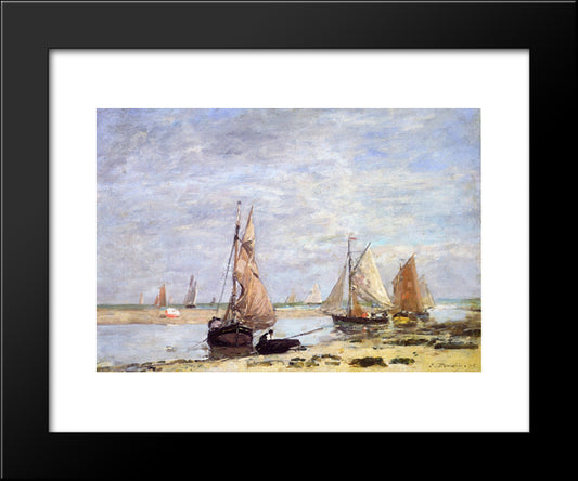 Sailboats Near Trouville 20x24 Black Modern Wood Framed Art Print Poster by Boudin, Eugene