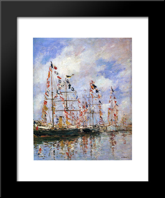 Sailing Ships At Deauville 20x24 Black Modern Wood Framed Art Print Poster by Boudin, Eugene