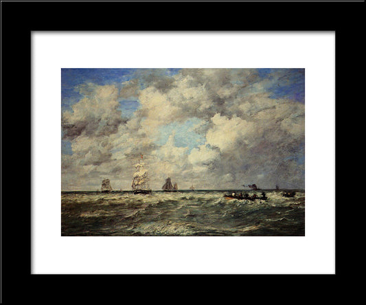 Seascape, Les Lamaneurs 20x24 Black Modern Wood Framed Art Print Poster by Boudin, Eugene