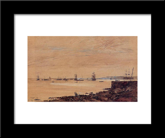 Seascape 20x24 Black Modern Wood Framed Art Print Poster by Boudin, Eugene