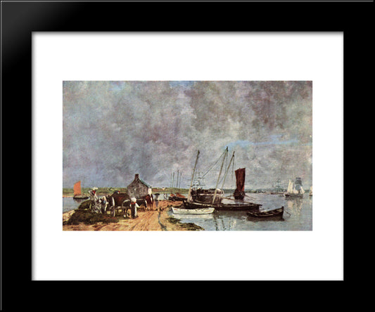 Seehafen 20x24 Black Modern Wood Framed Art Print Poster by Boudin, Eugene