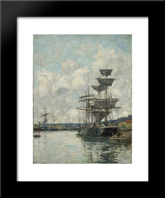 Ships At Le Havre 20x24 Black Modern Wood Framed Art Print Poster by Boudin, Eugene