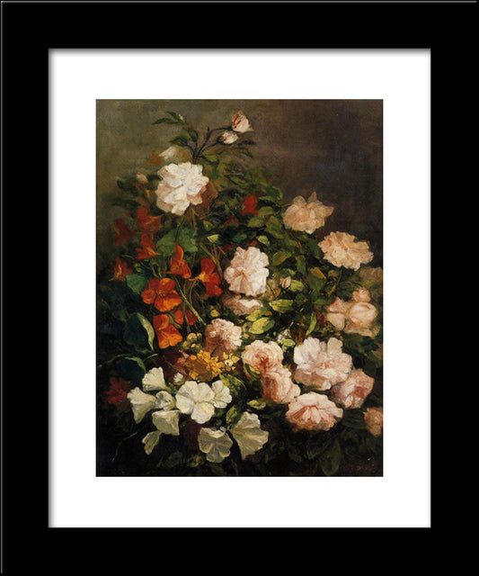 Spray Of Flowers 20x24 Black Modern Wood Framed Art Print Poster by Boudin, Eugene