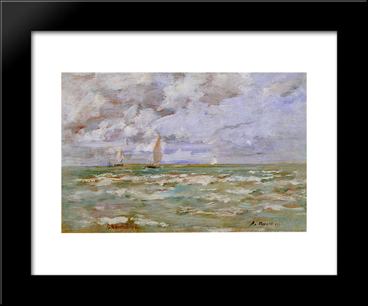 Standing Off Deauville 20x24 Black Modern Wood Framed Art Print Poster by Boudin, Eugene