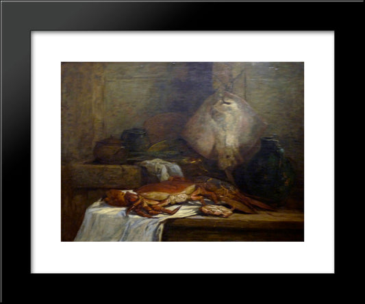 Still Life With Skate 20x24 Black Modern Wood Framed Art Print Poster by Boudin, Eugene