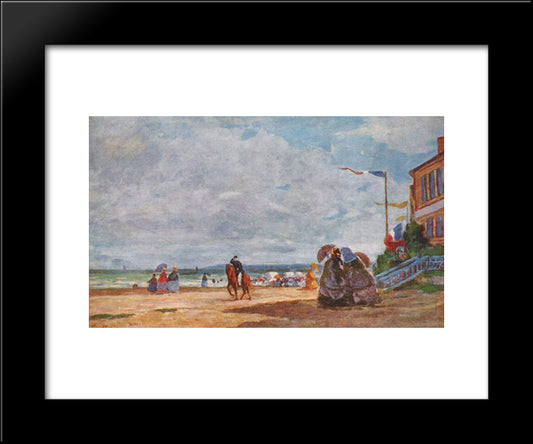 Strand In Trouville 20x24 Black Modern Wood Framed Art Print Poster by Boudin, Eugene