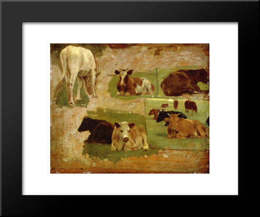 Study Of Cows 20x24 Black Modern Wood Framed Art Print Poster by Boudin, Eugene