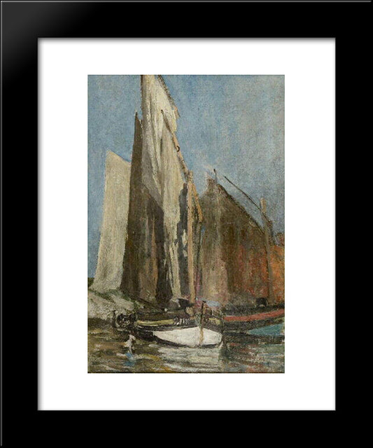 Study Of Fishing Boats 20x24 Black Modern Wood Framed Art Print Poster by Boudin, Eugene