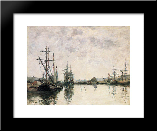 The Basin At Deauville 20x24 Black Modern Wood Framed Art Print Poster by Boudin, Eugene