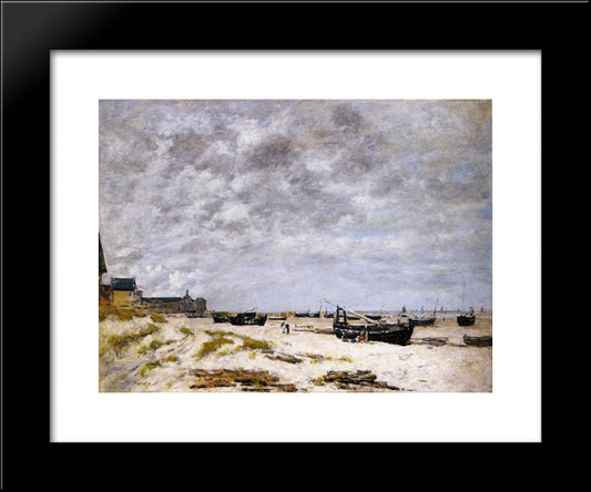 The Beach, Berck 20x24 Black Modern Wood Framed Art Print Poster by Boudin, Eugene