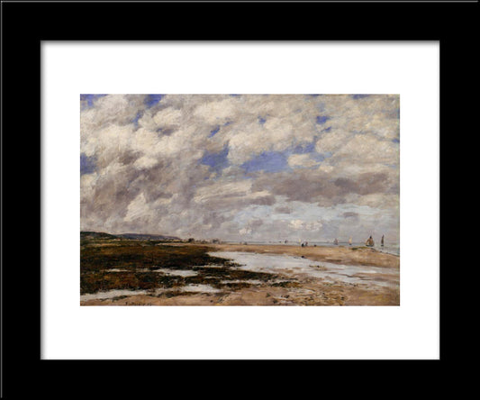 The Beach, Deauville 20x24 Black Modern Wood Framed Art Print Poster by Boudin, Eugene