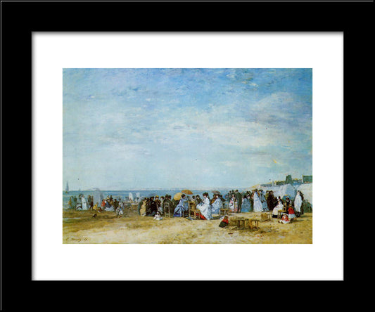 The Beach 20x24 Black Modern Wood Framed Art Print Poster by Boudin, Eugene