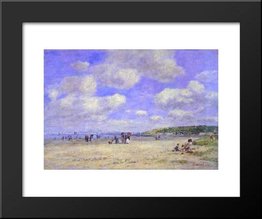 The Beach At Tourg Ville Les Sablons 20x24 Black Modern Wood Framed Art Print Poster by Boudin, Eugene