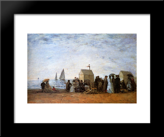 The Beach At Trouville 20x24 Black Modern Wood Framed Art Print Poster by Boudin, Eugene
